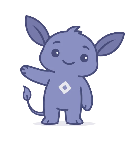 Maya’s periwinkle Gremly waving
